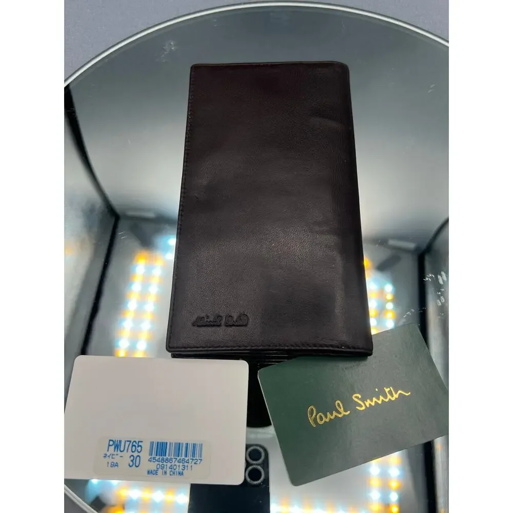 PAUL SMITH Leather Long Wallet with Fuchsia Lining